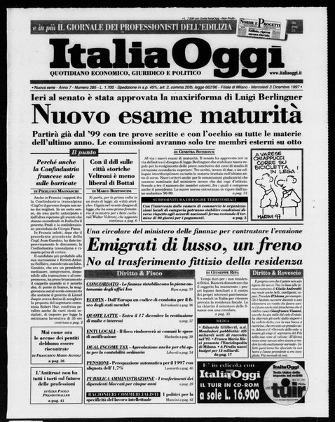 Italia oggi : quotidiano di economia finanza e politica